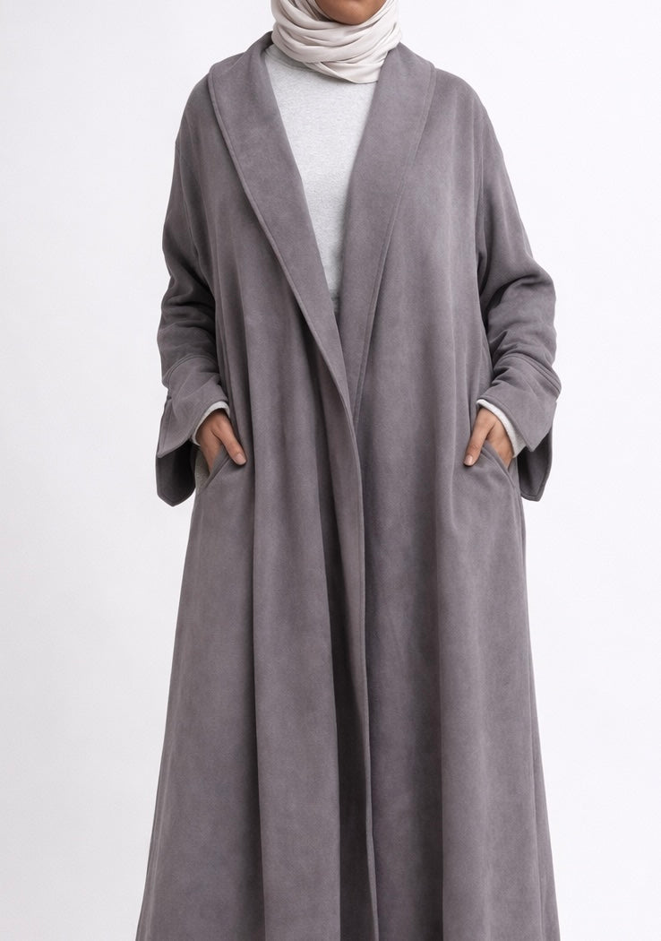 SUEDE ABAYA COAT | GREY (LIMITED EDITION)