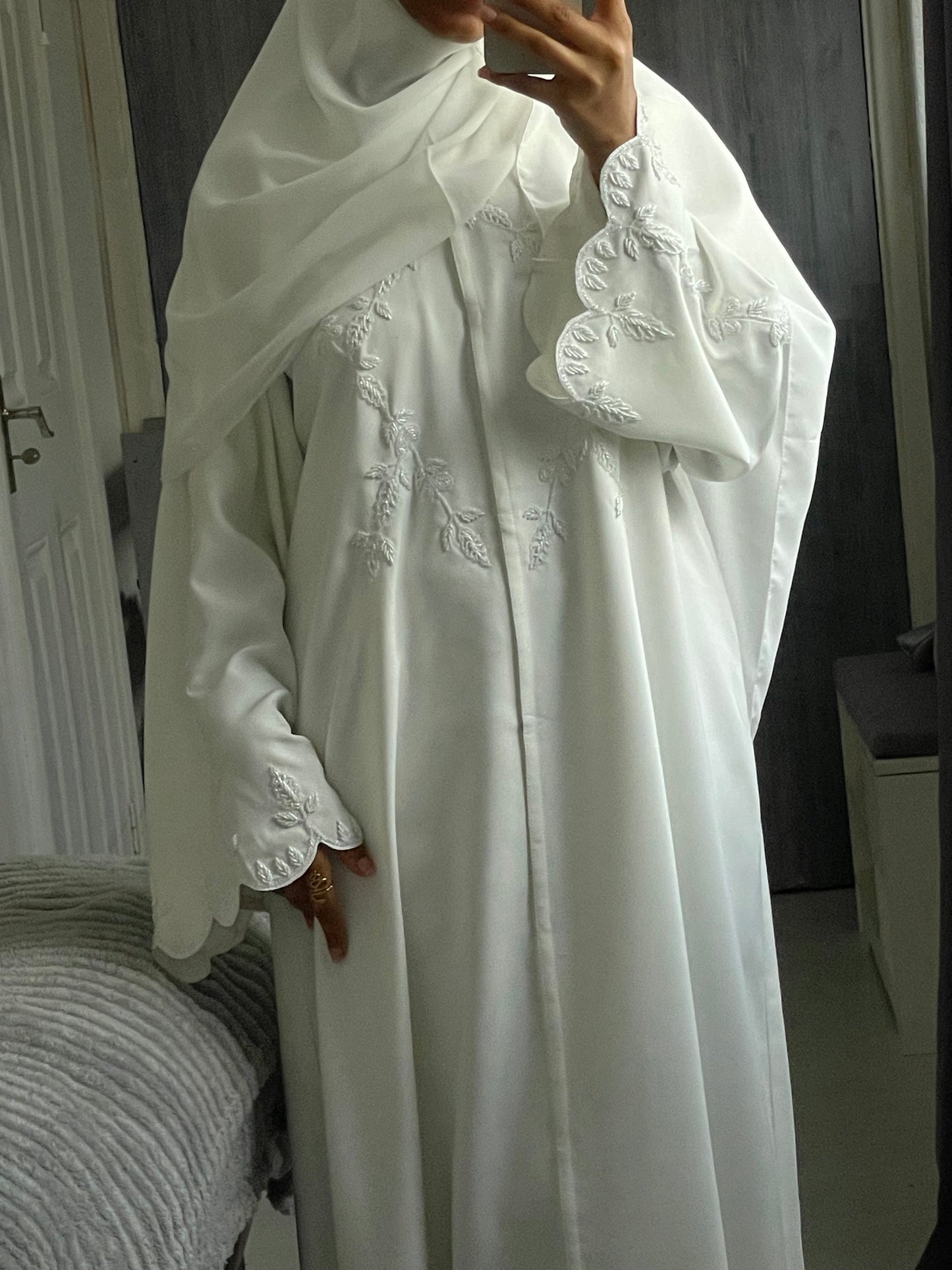 Fatima | فاطمة-White engagement Abaya