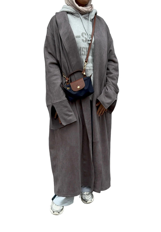 SUEDE ABAYA COAT | GREY (LIMITED EDITION)