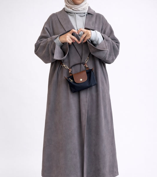 SUEDE ABAYA COAT | GREY (LIMITED EDITION)